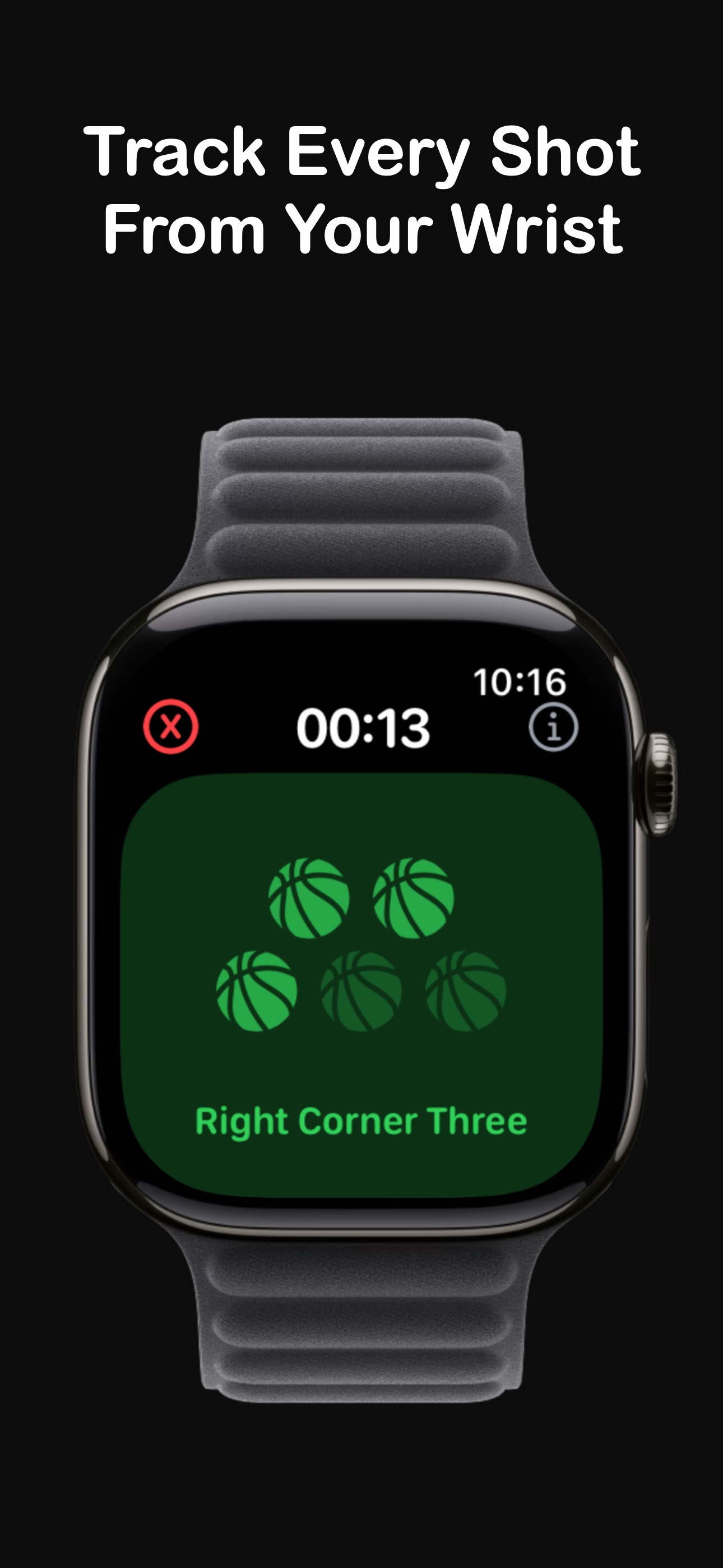 Hoops Apple Watch screen tracking every shot from your wrist